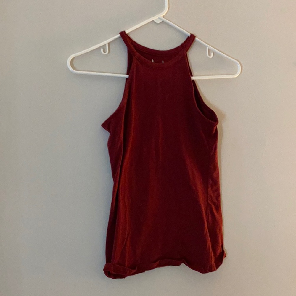 Simple Plain Maroon Halter Top